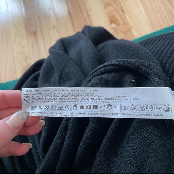 Twin-Set Simona Barbieri Black Wool Mohair Blend Notched Open Front Cardigan XS - Picture 9 of 10